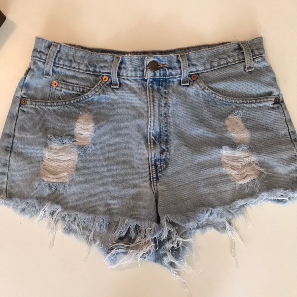 High waisted jean shorts
